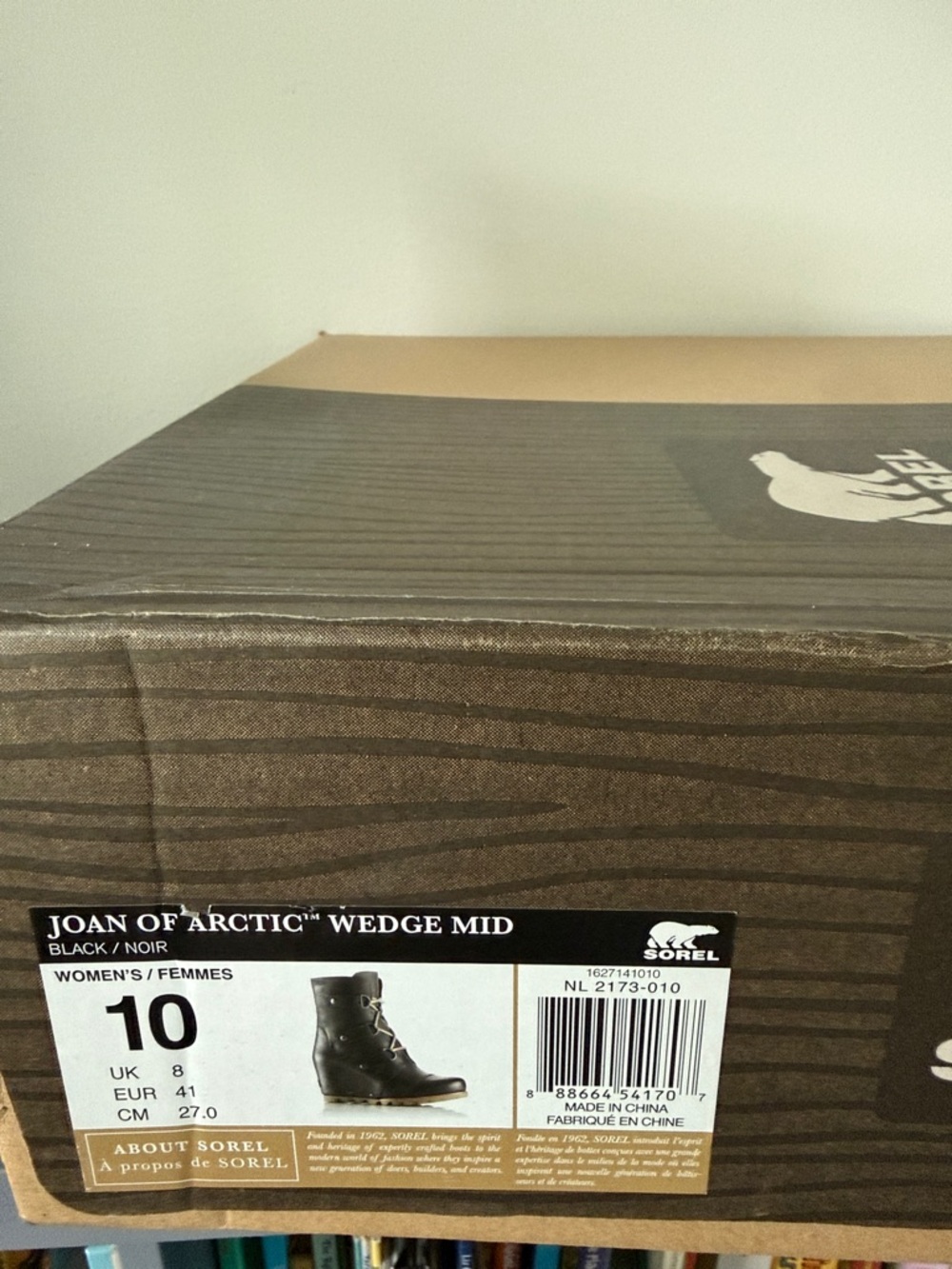 Sorel Black Lace-Up Wedge Mid Boots with Tan Sole - Picture 6 of 6